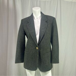 Vintage 100% Wool Women’s Gray Blazer Fundamental Things Petite Size 6